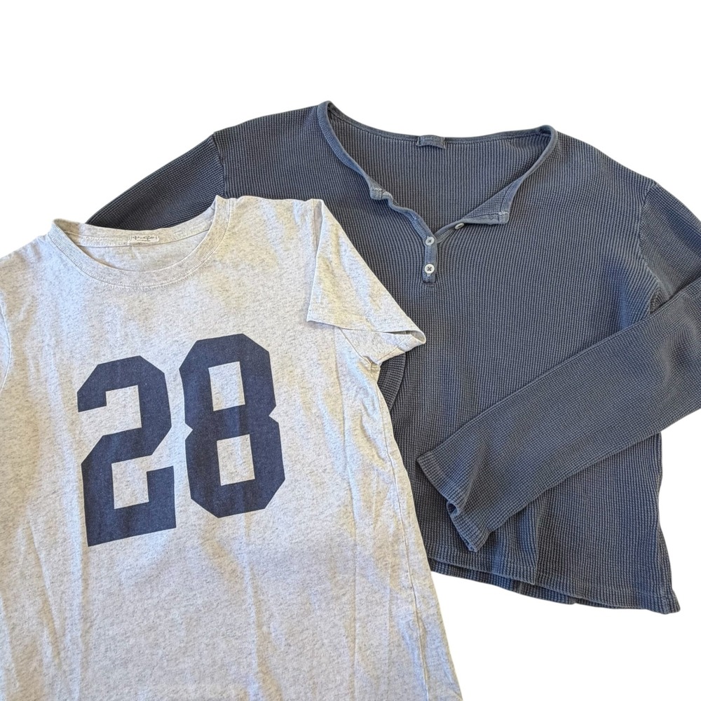 John Galt‎ Brandy Melville Bundle Blue Waffle Henley & 28 Graphic Tee, OS